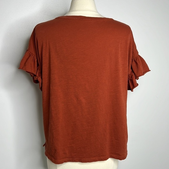 Peruvian Connection women’s Rust brown Lilian top ruffle sleeve size Small - Picture 5 of 8